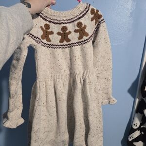Gymboree Cream Knit Dress with Gingerbread Pattern